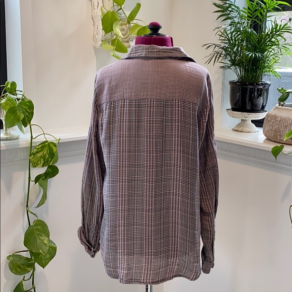 Mauve and gray Plaid button down shirt - Picture 3 of 5